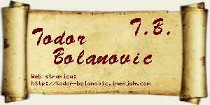Todor Bolanović vizit kartica